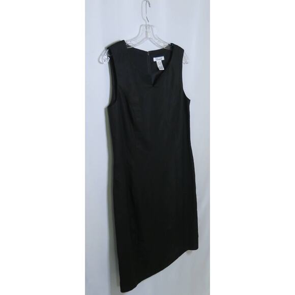SAVANNAH Sleeveless Linen Dress Size 10 Women Sheath Mid Length Business Black - Picture 2 of 9